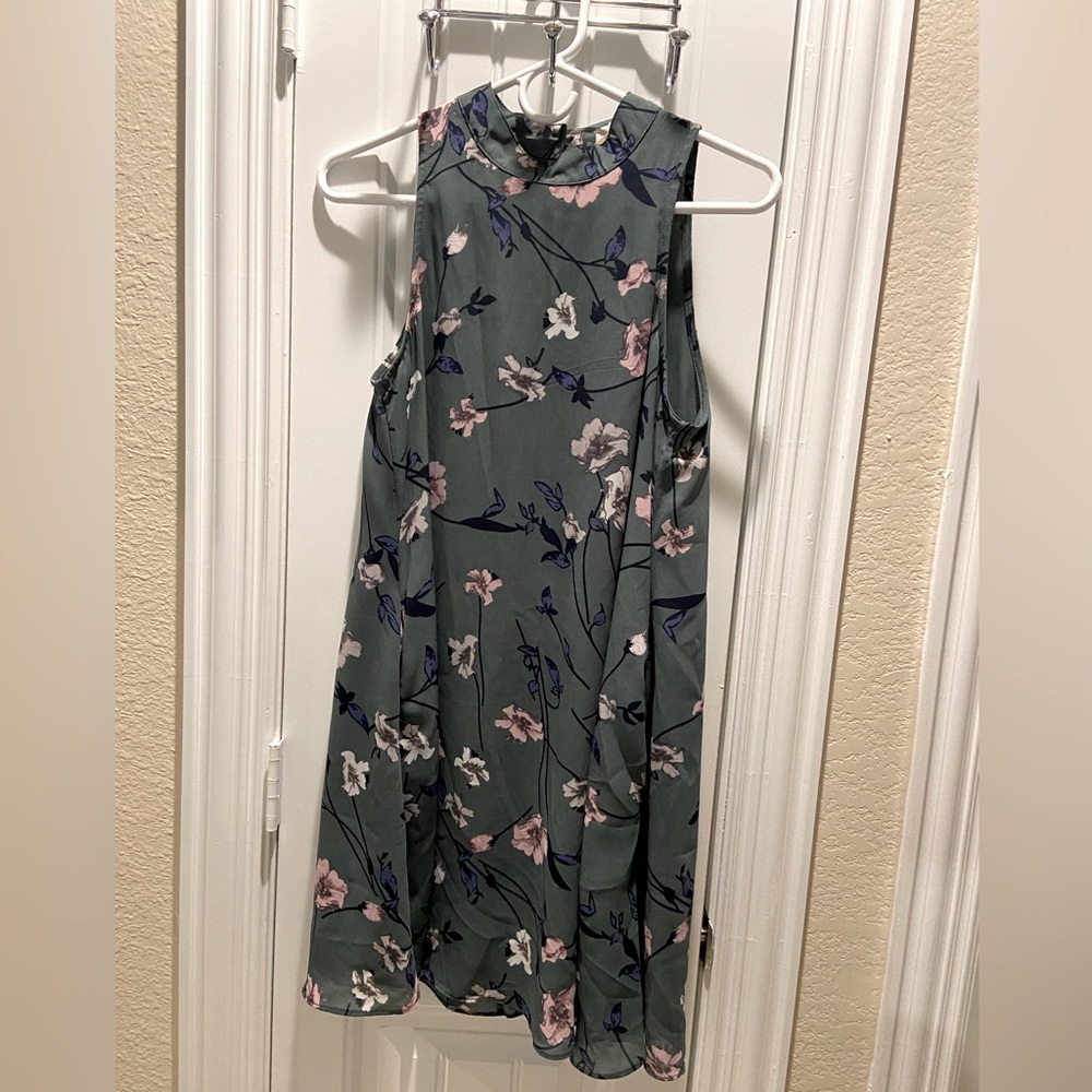 Olive Green Floral Dress